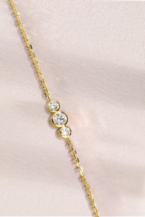 Pulsera en cadena con 3 diamantes en base de oro amarillo - Redline - 0++