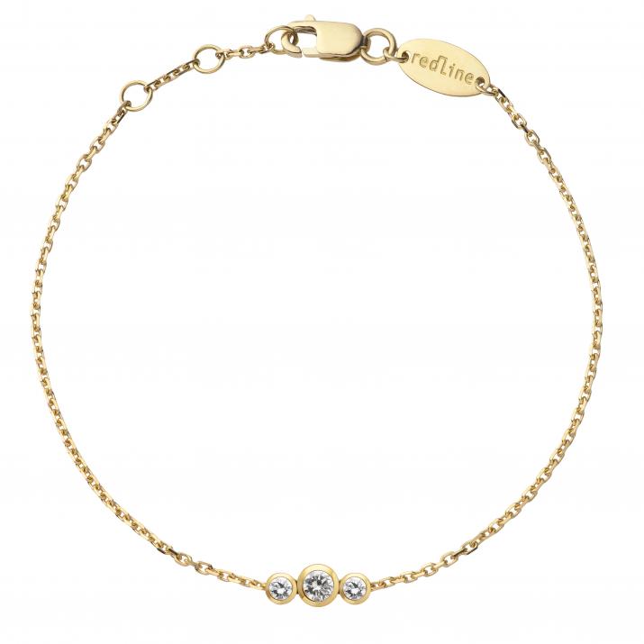 Pulsera en cadena con 3 diamantes en base de oro amarillo - Redline - 0++