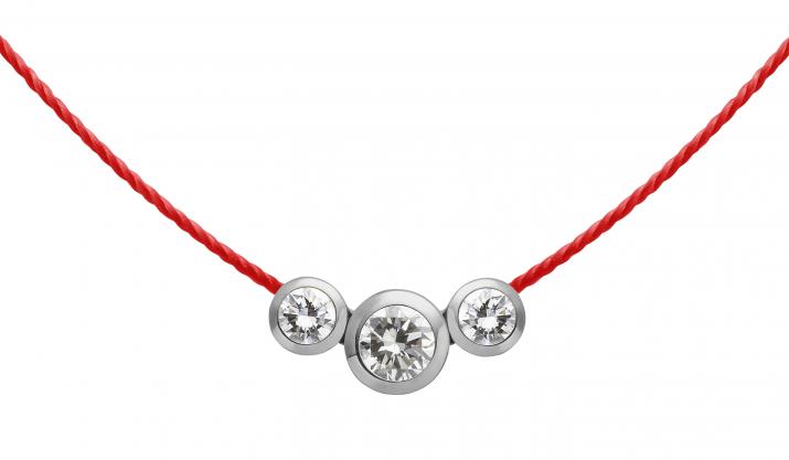 Collar en hilo con 0.20ct de diamantes en base de oro blanco - Redline - 0++
