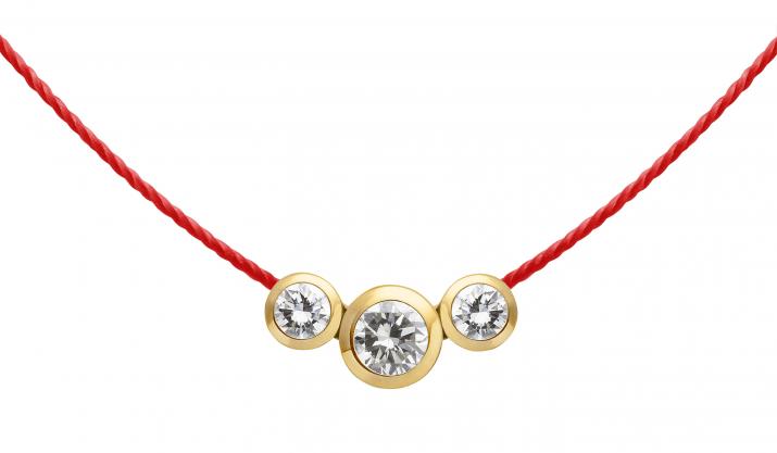 Collar en hilo con 0.20ct de diamantes en base de oro amarillo - Redline - 0++