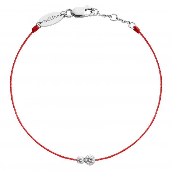 Pulsera en hilo con diamante de 0.15ct en base de oro blanco - Redline - 0++