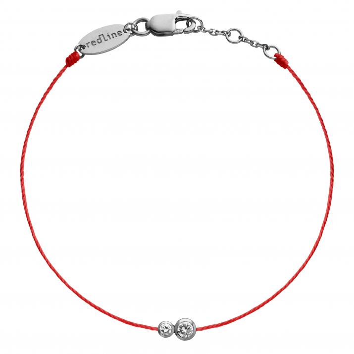 Pulsera en hilo con diamante de 0.15ct en base de oro negro - Redline - 0++