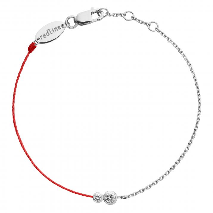 Pulsera en hilo y cadena con diamante de 0.15ct en base de oro blanco - Redline - 0++