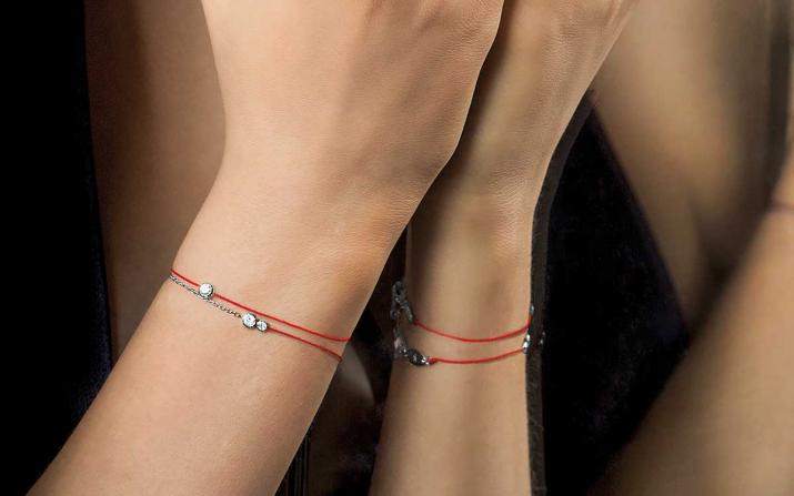 Pulsera en hilo y cadena con diamante de 0.15ct en oro negro - Redline - 0++