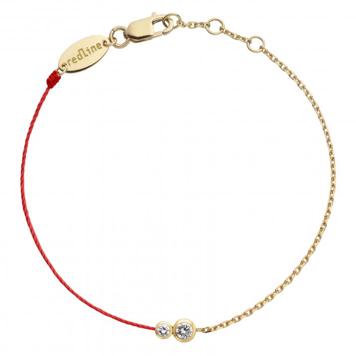 Pulsera en hilo y cadena con diamante de 0.15ct en oro amarillo - Redline - 0++