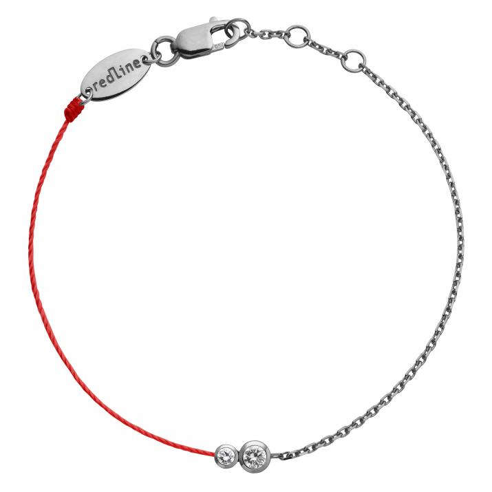 Pulsera en hilo y cadena con diamante de 0.15ct en oro negro - Redline - 0++