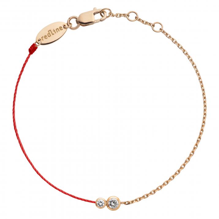 Pulsera en hilo y cadena con diamante de 0.15ct en base de oro rosa - Redline - 0++