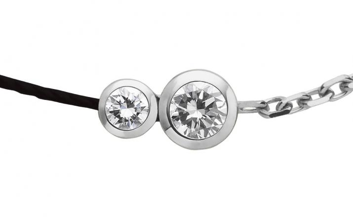 Pulsera en hilo y cadena con diamante de 0.15ct en base de oro blanco - Redline - 0++