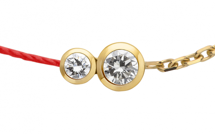Pulsera en hilo y cadena con diamante de 0.15ct en base de oro amarillo - Redline - 0++
