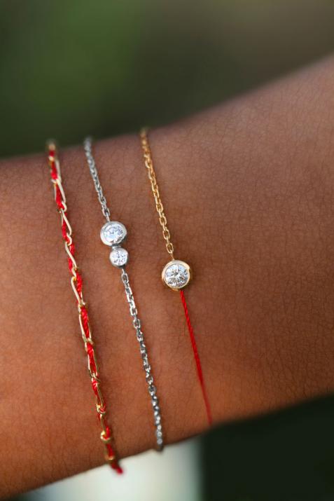 Pulsera en cadena con diamante de 0.15ct en oro blanco - Redline - 0++