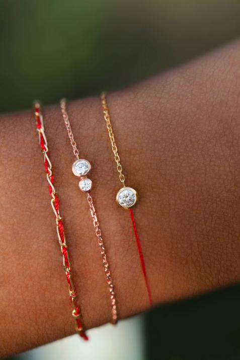 Pulsera en cadena con diamante de 0.15ct en oro rosa - Redline - 0++