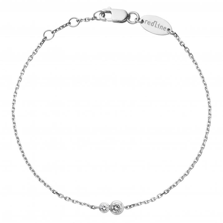 Pulsera en cadena con diamante de 0.15ct en base de oro blanco - Redline - 0++