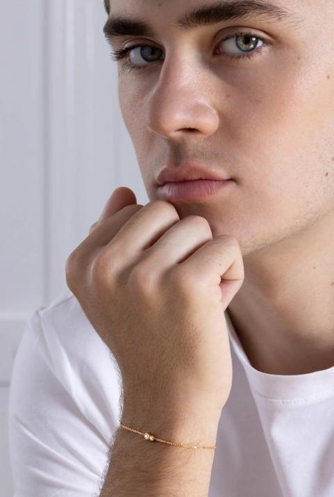 Pulsera en cadena con diamante de 0.15ct en base de oro rosa - Redline - 0++