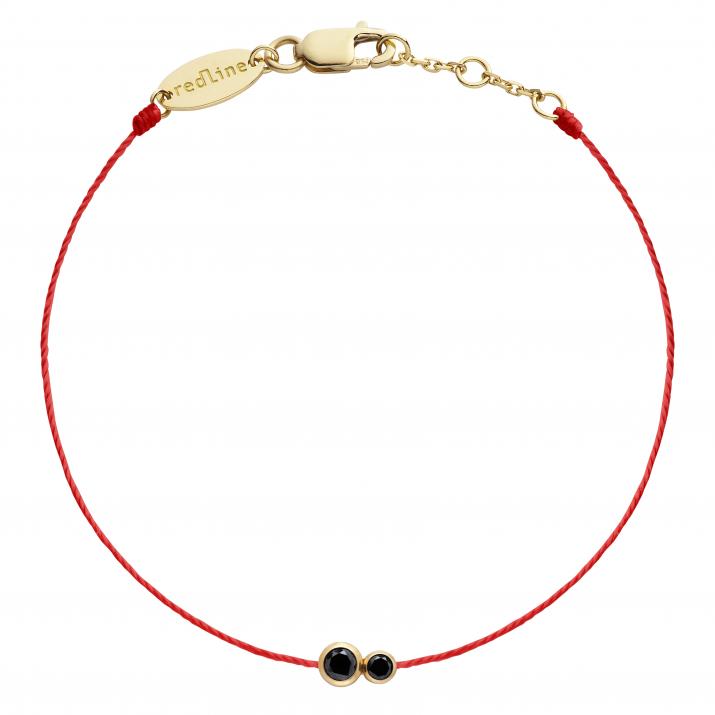 Pulsera en hilo con diamante negro de 0.15ct en oro amarillo - Redline - 0++