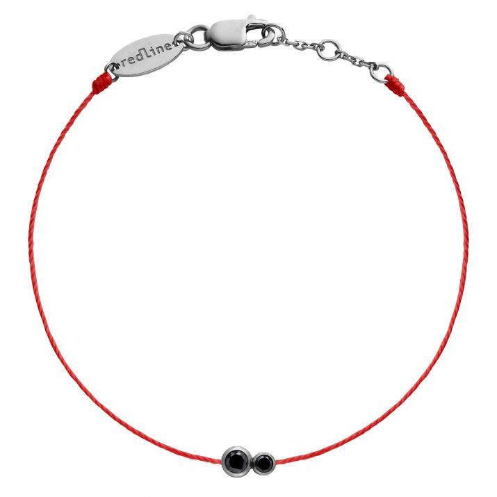 Pulsera en hilo con diamante negro de 0.15ct en oro negro - Redline - 0++