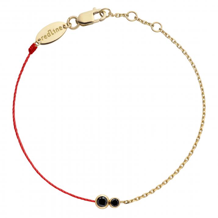 Pulsera en hilo y cadena con diamante negro de 0.15ct en oro amarillo - Redline