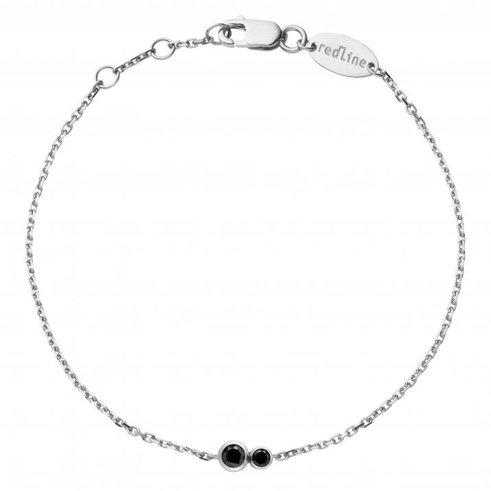 Pulsera en cadena con diamante negro de 0.15ct en base de oro blanco - Redline - 0++