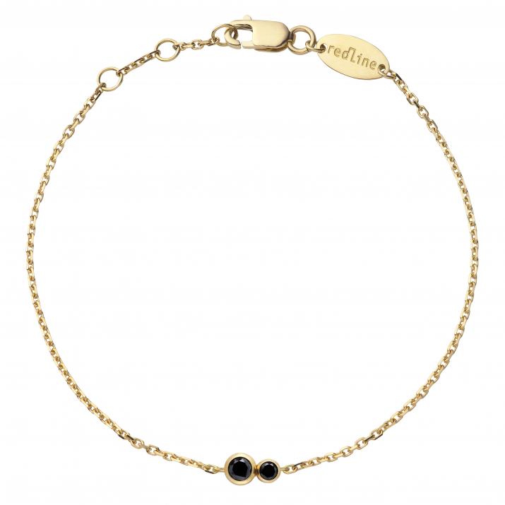 Pulsera en cadena con diamante negro de 0.15ct en base de oro amarillo - Redline - 0++
