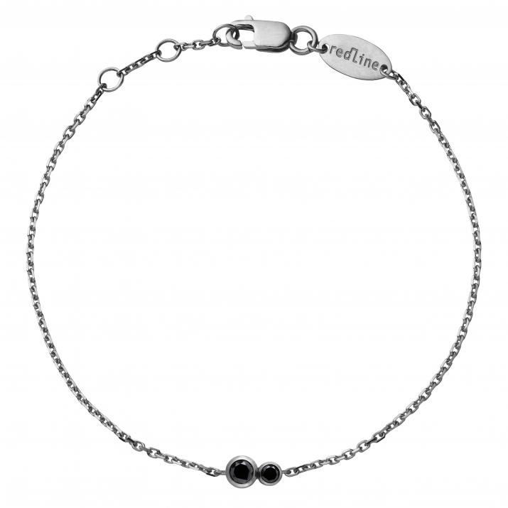 Pulsera en cadena para mujer con diamante negro de 0.15ct en oro negro - Redline