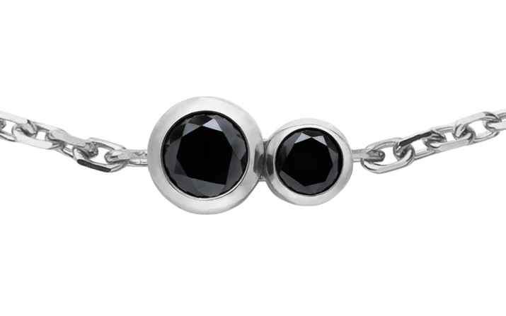 Pulsera en cadena con diamante negro de 0.15ct en base de oro blanco - Redline - 0++