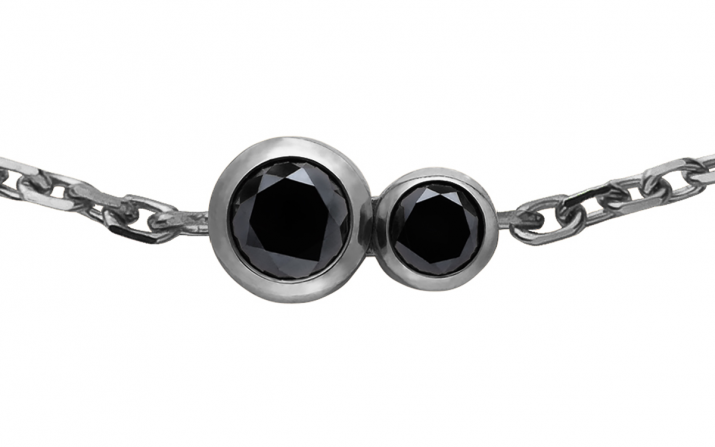 Pulsera en cadena con diamante negro de 0.15ct en base de oro negro - Redline - 0++