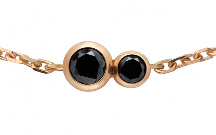 Pulsera en cadena con diamante negro de 0.15ct en base de oro rosa - Redline - 0++