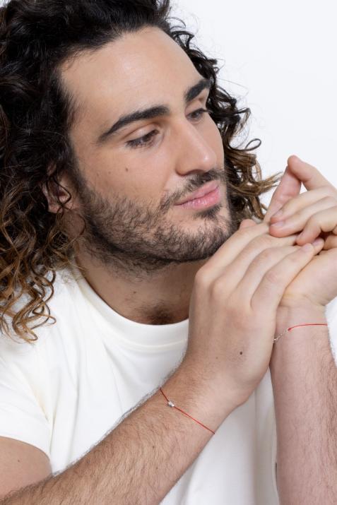 Pulsera en hilo con diamante de 0.15ct en base de oro blanco - Redline - 0++