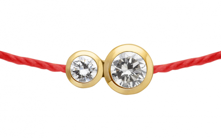 Pulsera en hilo con diamante de 0.15ct en base de oro amarillo - Redline - 0++