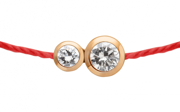 Pulsera en hilo con diamante de 0.15ct en base de oro rosa - Redline - 0++