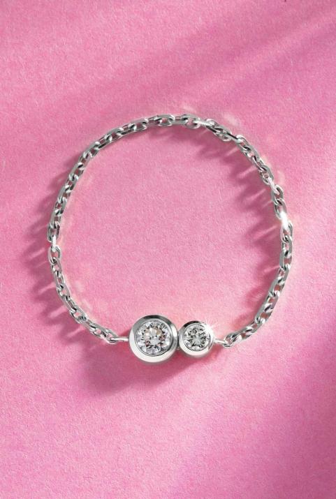 Anillo en cadena con diamante de 0.15ct en oro blanco - Redline - 0++