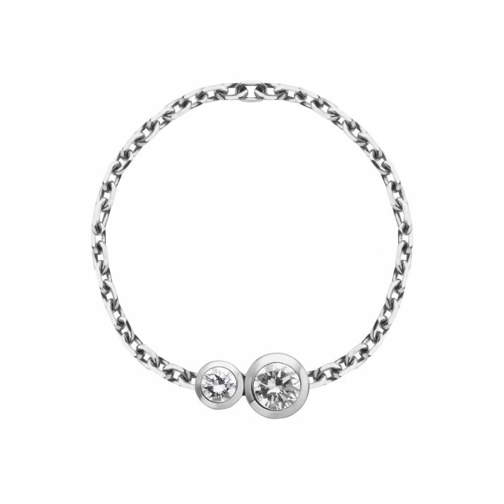 Anillo en cadena con diamante de 0.15ct en oro blanco - Redline - 0++