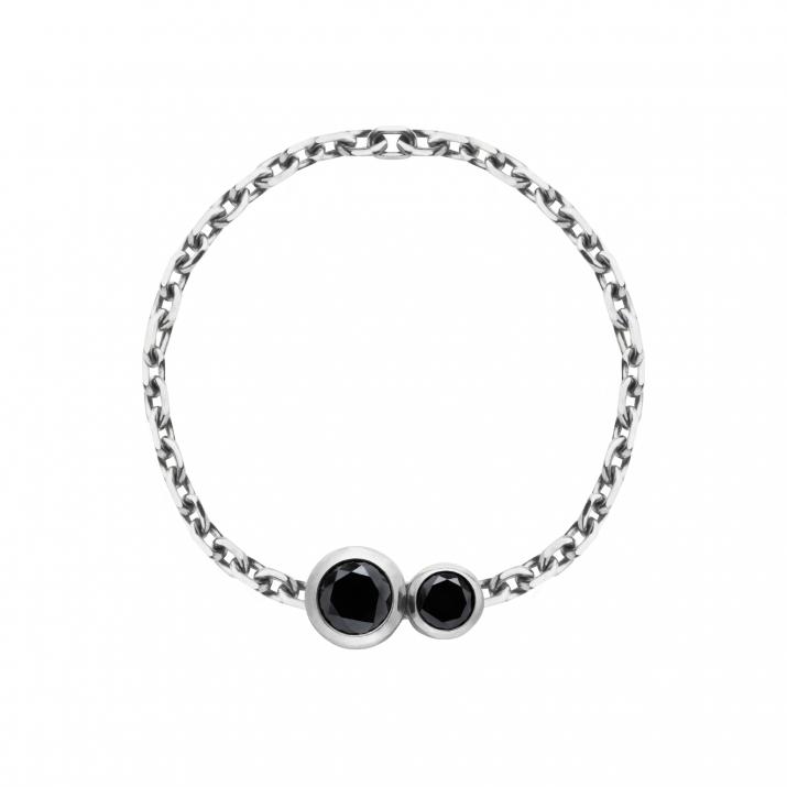 Anillo en cadena con diamante negro de 0.15ct en oro blanco - Redline