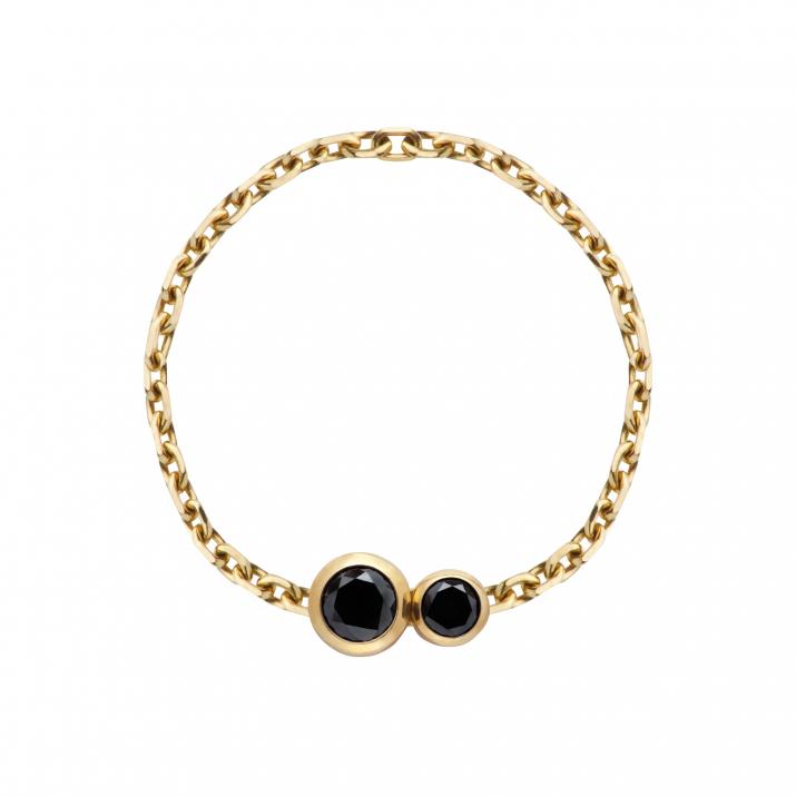 Anillo en cadena con diamante negro de 0.15ct en oro amarillo - Redline
