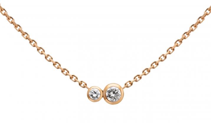Collar en cadena con diamante de 0.15ct en oro rosa - Redline - 0++