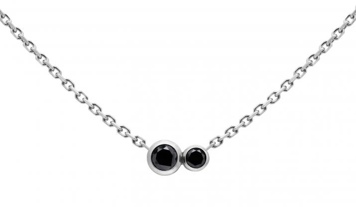Collar en cadena con diamante negro de 0.15ct en oro blanco - Redline