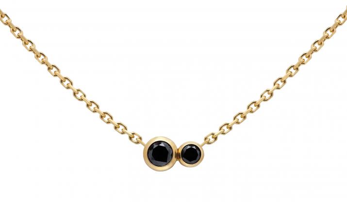 Collar en cadena con diamante negro de 0.15ct en oro amarillo - Redline