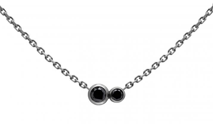 Collar en cadena con diamante negro de 0.15ct en oro negro - Redline