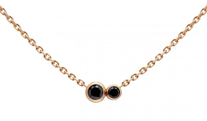 Collar en cadena con diamante negro de 0.15ct en oro rosa - Redline