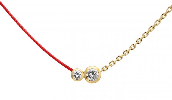 Collar en hilo y cadena con diamante de 0.15ct en oro amarillo - Redline
