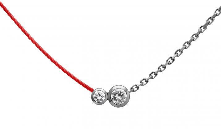 Collar en hilo y cadena con diamante de 0.15ct en oro negro - Redline