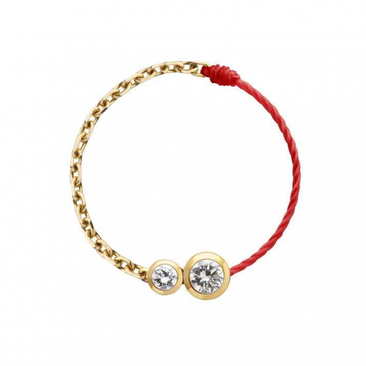 Collar en hilo y cadena con diamante negro de 0.15ct en oro amarillo - Redline - 0++