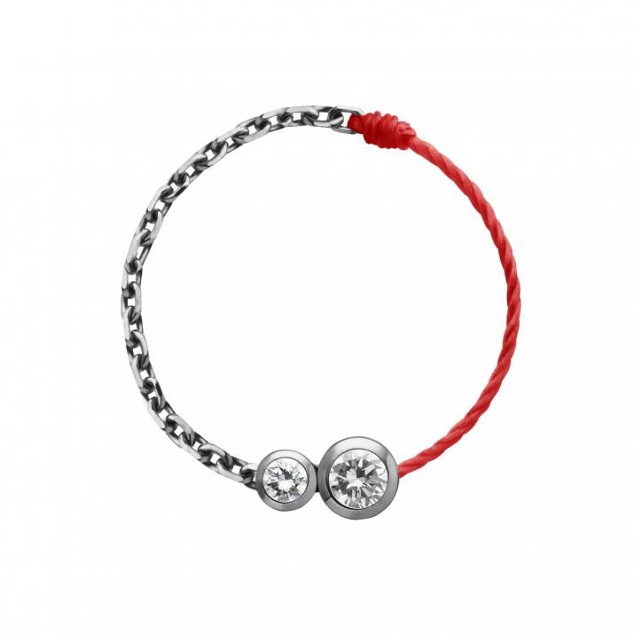 Collar en hilo y cadena con diamante negro de 0.15ct en oro negro - Redline - 0++