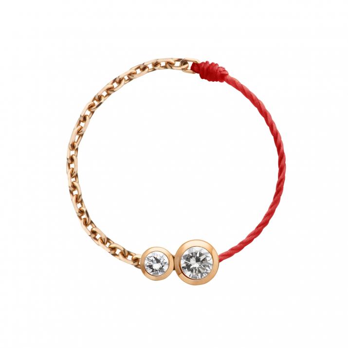 Collar en hilo y cadena con diamante negro de 0.15ct en oro rosa - Redline - 0++