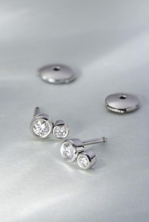 Pendientes en hilo y cadena con 2 diamantes de 0.15ct en oro blanco - Redline - 0++