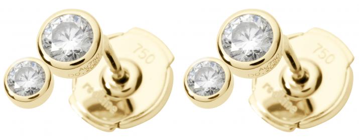 Pendientes en hilo y cadena con 2 diamantes de 0.15ct en oro amarillo - Redline