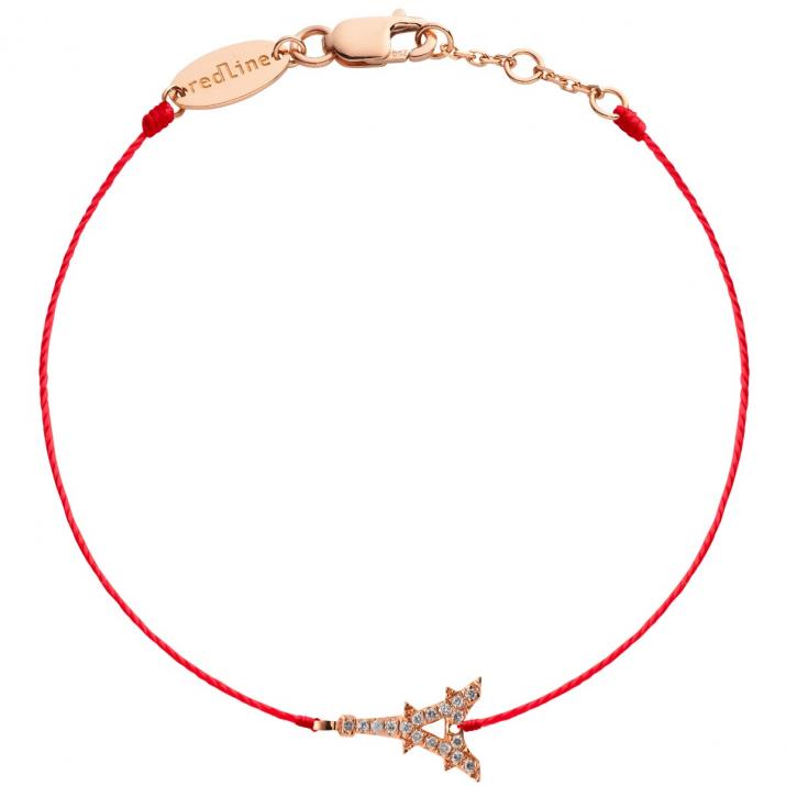 String bracelet with diamond-paved Eiffel Tower in rose gold - Redline - 0++
