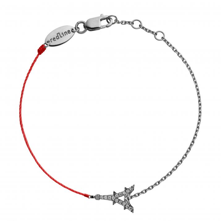 String and chain bracelet with diamond-paved Eiffel Tower in black gold - Redline - 0++