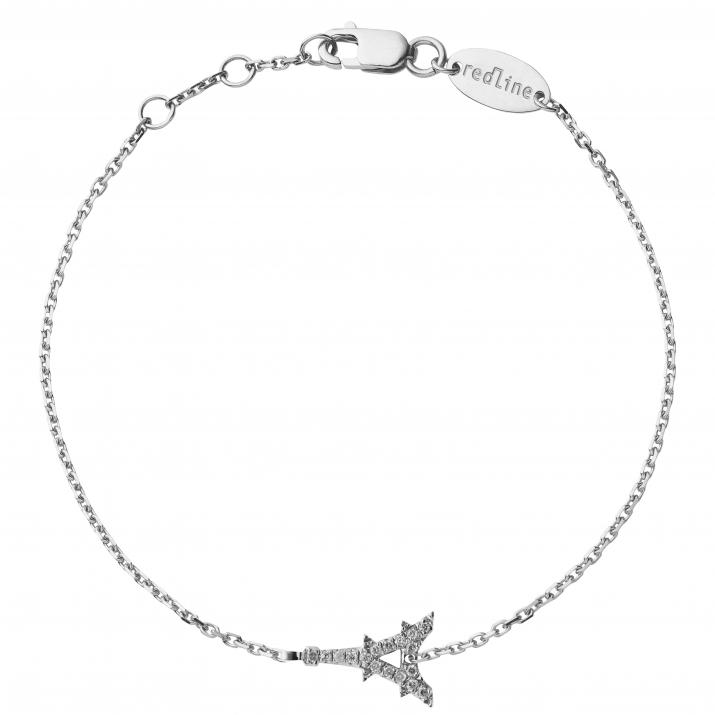 White gold chain bracelet with diamond-paved Eiffel Tower - Redline