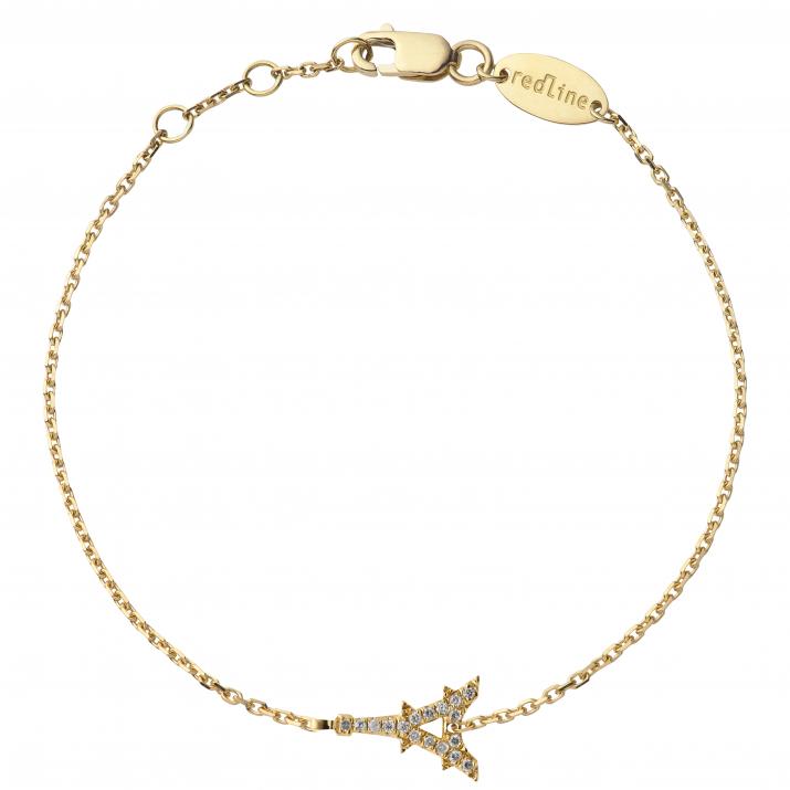 Yellow gold chain bracelet with diamond-paved Eiffel Tower - Redline