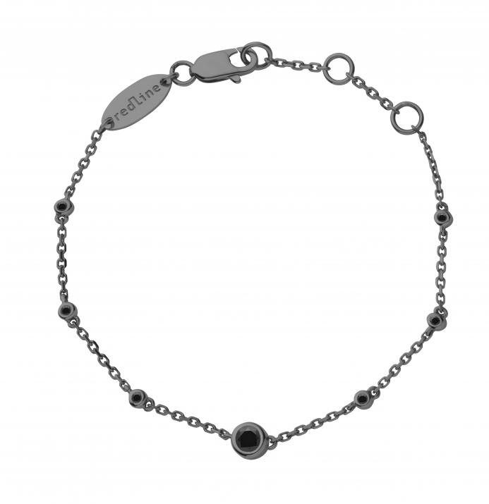 Chain bracelet with small black diamonds around a 0.15ct black diamond in black gold bezel setting - Redline